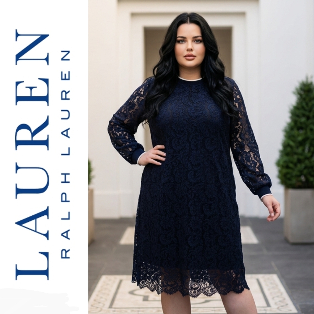 Lauren Ralph Lauren Women's Dark Blue Lace Dress